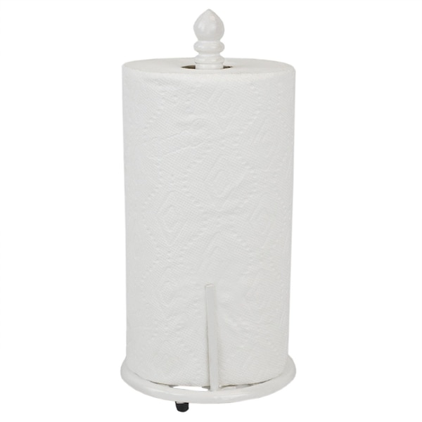 Home Basics Lattice Collection Cast Iron Paper Towel Holder, White - PH45364