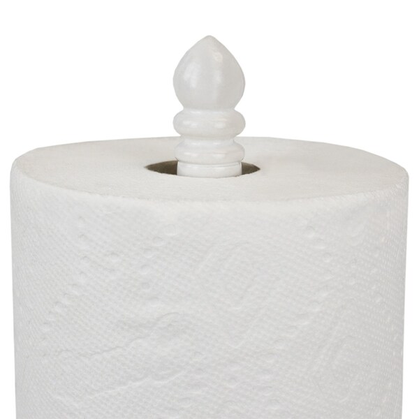 Home Basics Lattice Collection Cast Iron Paper Towel Holder, White - PH45364