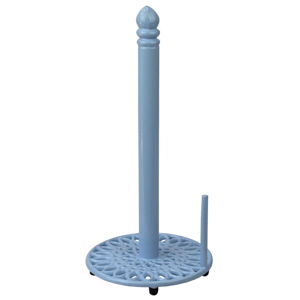 Home Basics Sunflower FreeStanding Cast Iron Paper Towel Holder with Dispensing Side Bar, Blue - PH45808