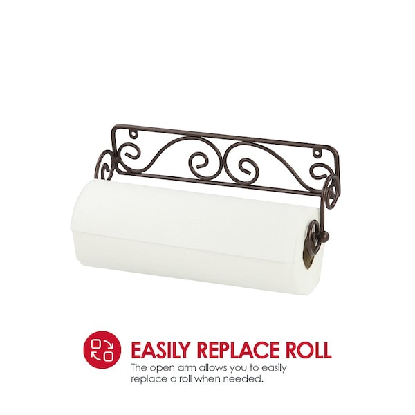 Home Basics Home Basics Scroll Collection Steel Wall Mounted Paper Towel Holder, Bronze - ZOR96330