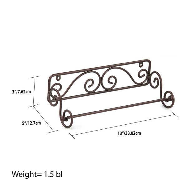 Home Basics Home Basics Scroll Collection Steel Wall Mounted Paper Towel Holder, Bronze - ZOR96330