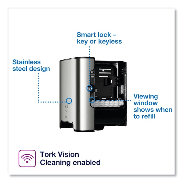 Tork Image Design Matic Hand Towel Roll Dispenser, 13.58 x 8.07 x 15.75, Stainless Steel - 461002