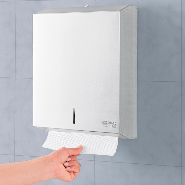 Global Industrial Folded Paper Towel Dispenser, Stainless Steel - 640902