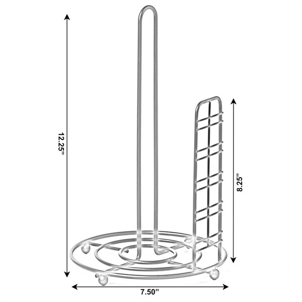 Basicwise Freestanding Round Single Roll Sturdy Black Iron Towel Paper Holder Stand Roll Dispenser - QI003808.2
