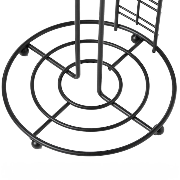 Basicwise Freestanding Round Single Roll Sturdy Black Iron Towel Paper Holder Stand Roll Dispenser - QI003808.2