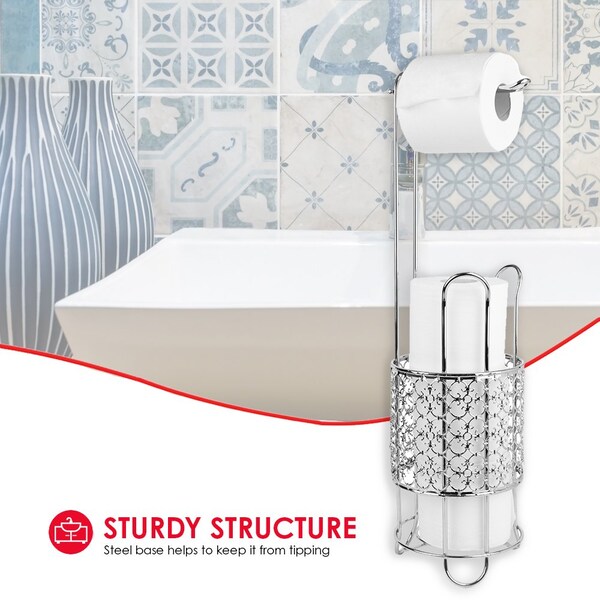 Home Basics Home Basics Free Standing Dispensing Toilet Paper Holder, Chrome - ZOR96304