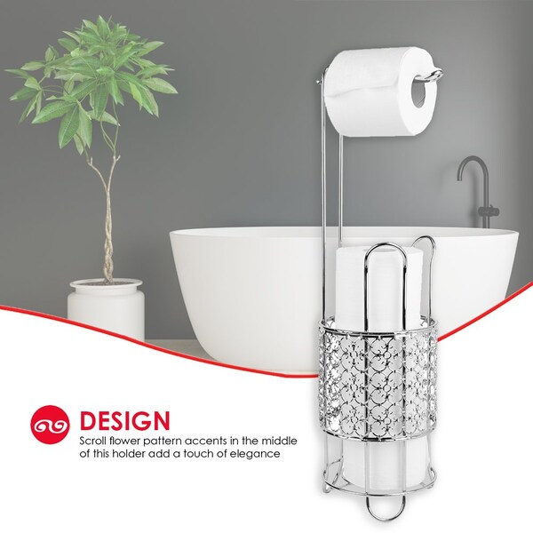 Home Basics Home Basics Free Standing Dispensing Toilet Paper Holder, Chrome - ZOR96304