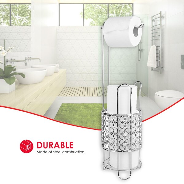 Home Basics Home Basics Free Standing Dispensing Toilet Paper Holder, Chrome - ZOR96304