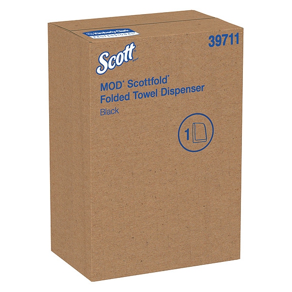 Kimberly-Clark Professional Scottfold Folded Towel Dispenser (39711), Black, 10.66" x 5.48" x 18.79" (Qty 1) - 39711