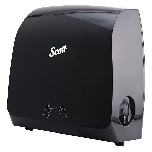 Kimberly-Clark Professional Slimroll Manual Towel Dispenser, Black, for Scott Orange Core Towels, 12.65" x 13.02" x 7.18" - 47092
