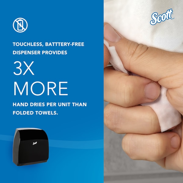 Kimberly-Clark Professional Slimroll Manual Towel Dispenser, Black, for Scott Orange Core Towels, 12.65" x 13.02" x 7.18" - 47092