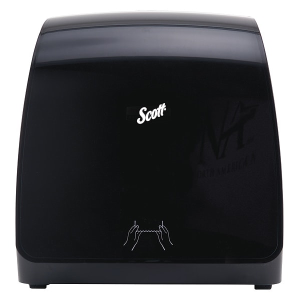 Kimberly-Clark Professional Slimroll Manual Towel Dispenser, Black, for Scott Orange Core Towels, 12.65" x 13.02" x 7.18" - 47092