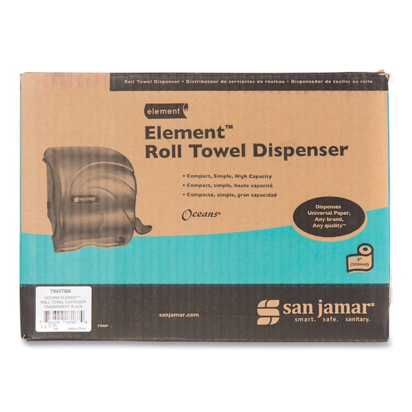 San Jamar Dispenser, Roll Towel, Black - SAN T990TBK