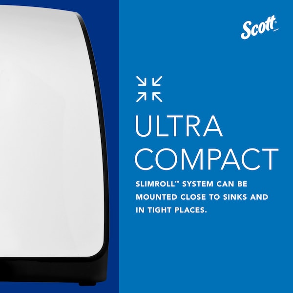 Kimberly-Clark Professional Slimroll Manual Towel Dispenser, White, for Scott Orange Core Towels, 12.65" x 13.02" x 7.18" - 47091