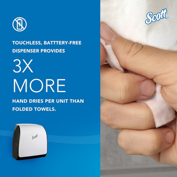 Kimberly-Clark Professional Slimroll Manual Towel Dispenser, White, for Scott Orange Core Towels, 12.65" x 13.02" x 7.18" - 47091