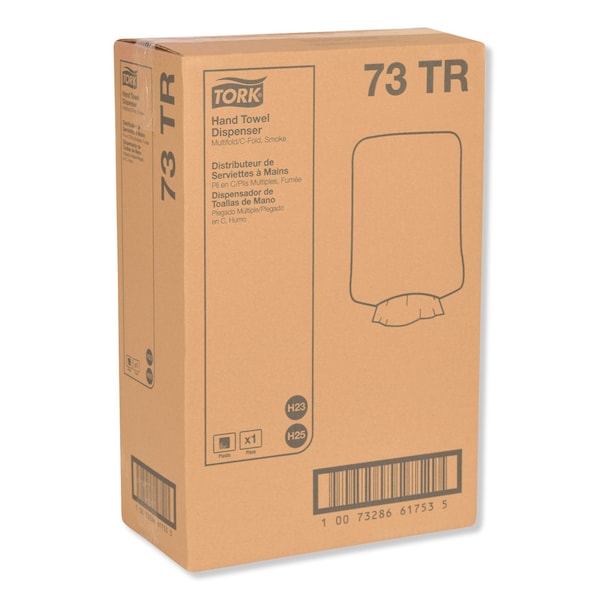 Tork Tork Multifold and C-Fold Hand Towel Dispenser Smoke H2 H25, One-at-a-Time Dispensing,  73TR - 73TR