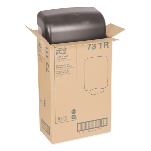 Tork Tork Multifold and C-Fold Hand Towel Dispenser Smoke H2 H25, One-at-a-Time Dispensing,  73TR - 73TR