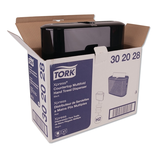 Tork Tork Xpress Countertop Multifold Hand Towel Dispenser Black H2, One-at-a-Time dispensing - 302028
