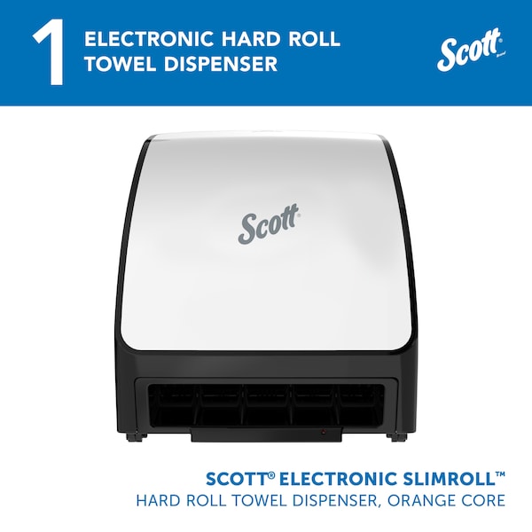Kimberly-Clark Professional Electronic Slimroll Towel Dispenser, White, for Scott Orange Core Towels, 11.8" x 12.35" x 7.25" - 47259