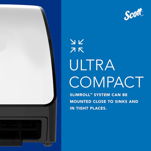 Kimberly-Clark Professional Electronic Slimroll Towel Dispenser, White, for Scott Orange Core Towels, 11.8" x 12.35" x 7.25" - 47259