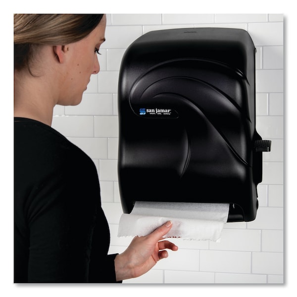 San Jamar 12-15/16" Dispenser, Lever Roll, Black - SAN T1190TBK