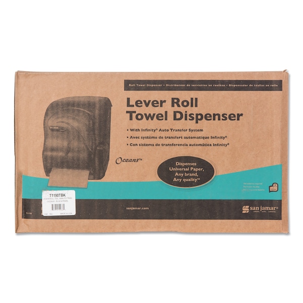 San Jamar 12-15/16" Dispenser, Lever Roll, Black - SAN T1190TBK