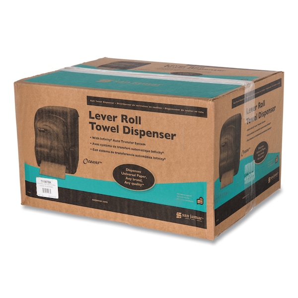San Jamar 12-15/16" Dispenser, Lever Roll, Black - SAN T1190TBK