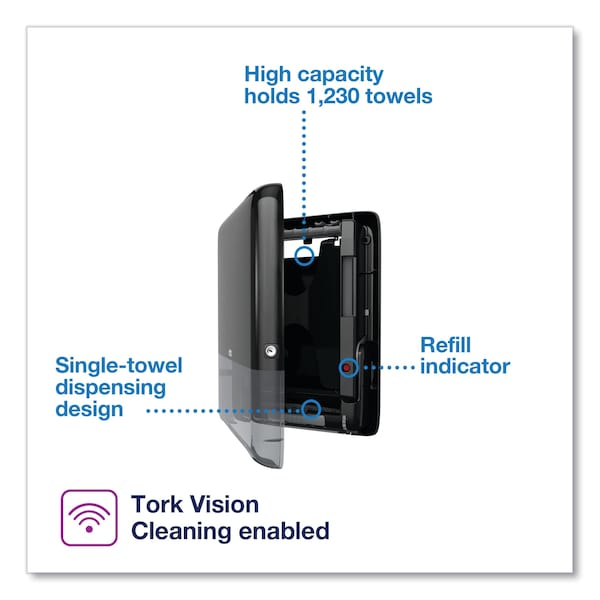 Tork Tork PeakServe Mini Continuous Paper Hand Towel Dispenser Black H5, High-Capacity - 552538