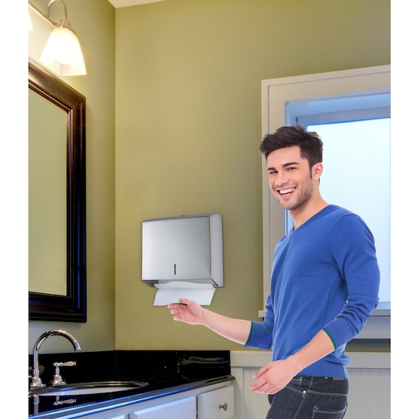 Alpine Industries Brushed Stainless Steel Multi-Fold/C-Fold Commercial Paper Towel Dispenser - ALP481-MK