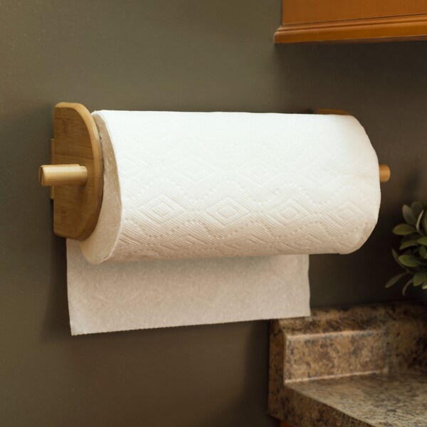 Home Basics Bamboo Wall Mount Paper Towel Holder, Natural - PH01011