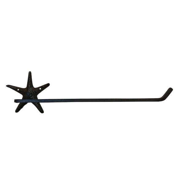 Handcrafted Model Ships 5 x 4 x 18 in. Cast Iron Starfish Wall Mounted Paper Towel Holder - K-9209-P-CAST-IRON