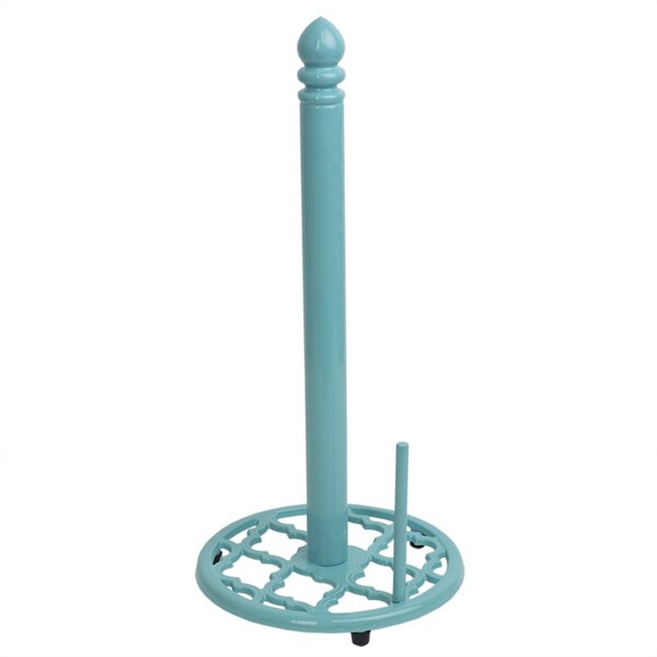 Home Basics Lattice Collection Cast Iron Paper Towel Holder, Turquoise - PH45368