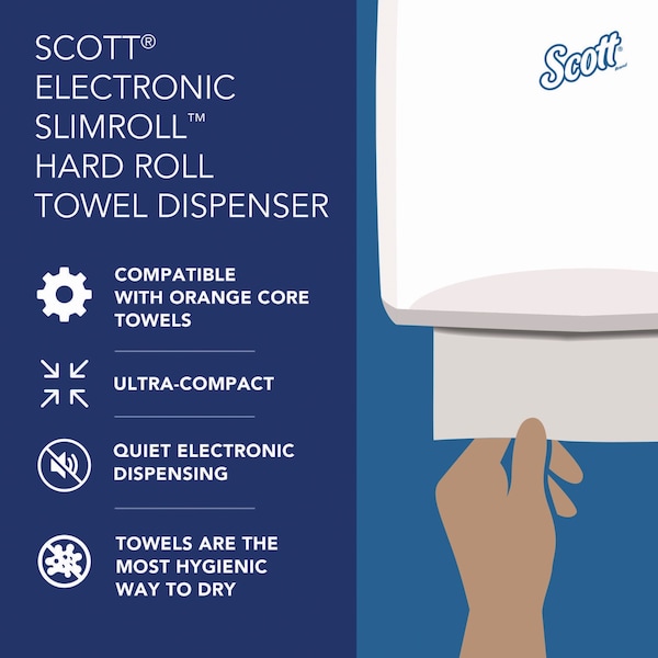 Scott Slimroll Electronic Towel Dispenser, 12.35 x 7.25 x 11.8, White/Black - 47259