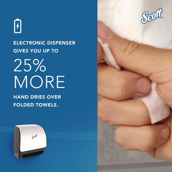 Scott Slimroll Electronic Towel Dispenser, 12.35 x 7.25 x 11.8, White/Black - 47259