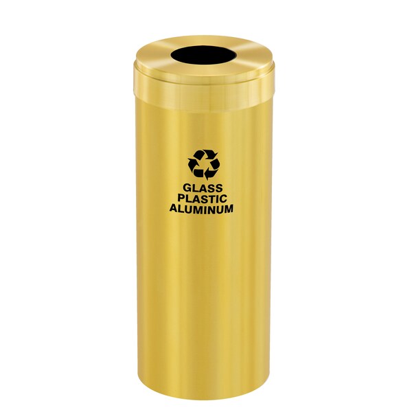 Glaro 12 gal Round Recycling Bin, Satin Brass - B-1232BE-BE-B9