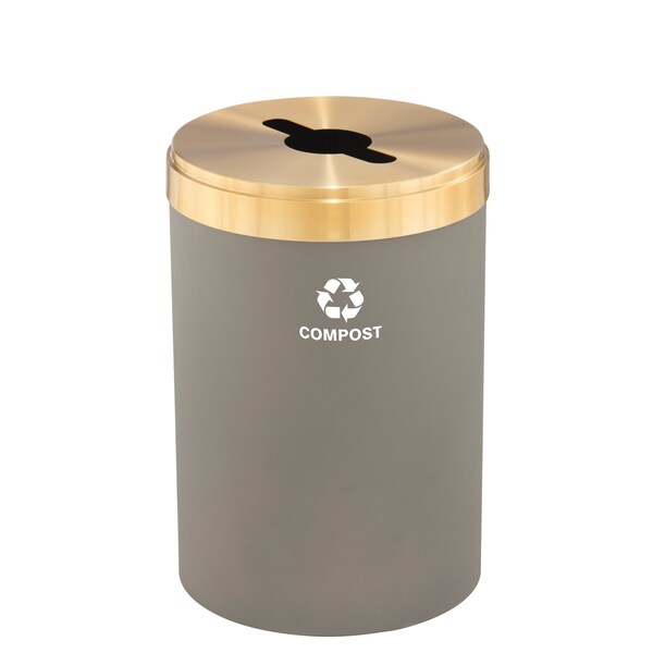 Glaro 33 gal Round Recycling Bin, Nickel/Satin Brass - M-2032NK-BE-M4