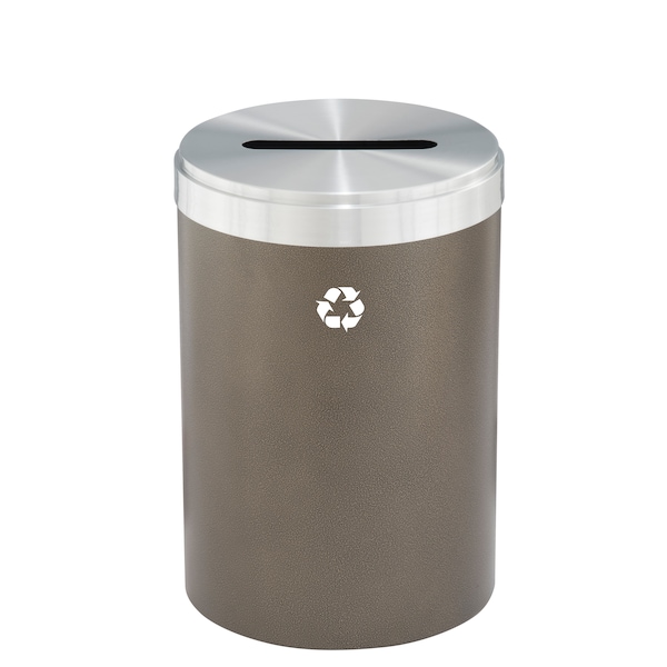 Glaro 41 gal Round Recycling Bin, Bronze Vein/Satin Aluminum - P-2042BV-SA-P1