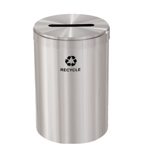 Glaro 41 gal Round Recycling Bin, Satin Aluminum - P-2042SA-SA-P5
