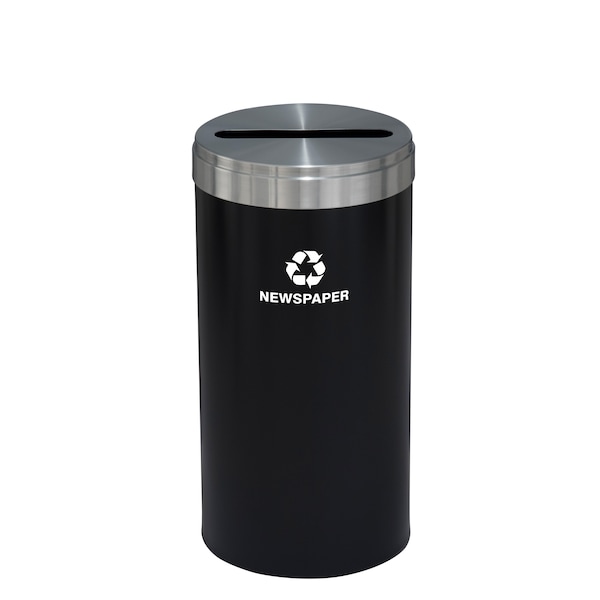 Glaro 23 gal Round Recycling Bin, Satin Black/Satin Aluminum - P-1542BK-SA-P3