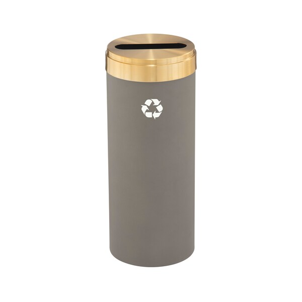 Glaro 12 gal Round Recycling Bin, Nickel/Satin Brass - P-1232NK-BE-P1