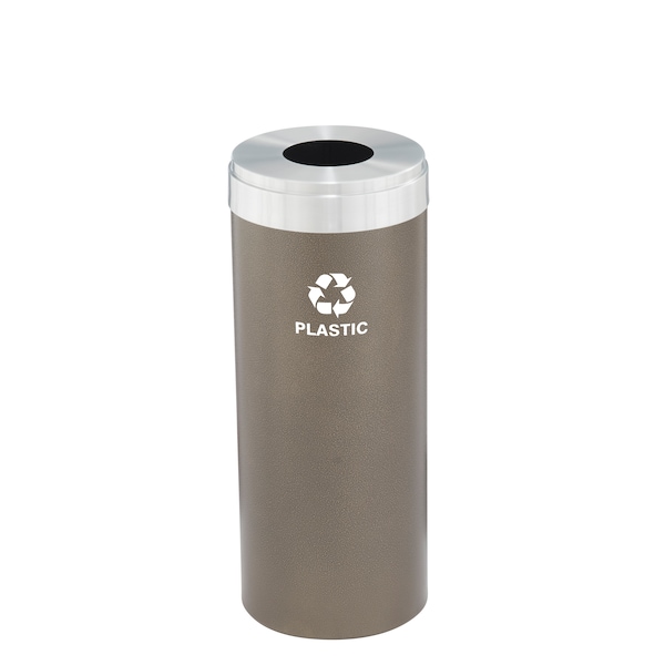 Glaro 15 gal Round Recycling Bin, Bronze Vein/Satin Aluminum - B-1242BV-SA-B7