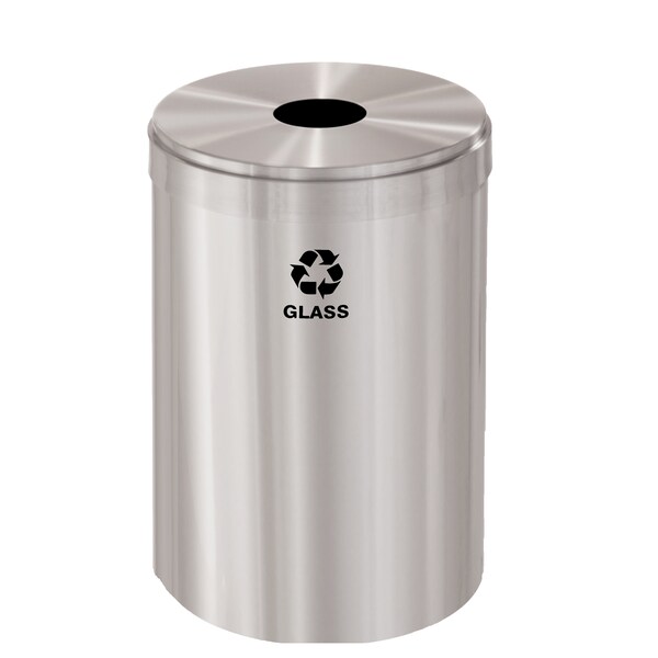 Glaro 41 gal Round Recycling Bin, Satin Aluminum - B-2042SA-SA-B8