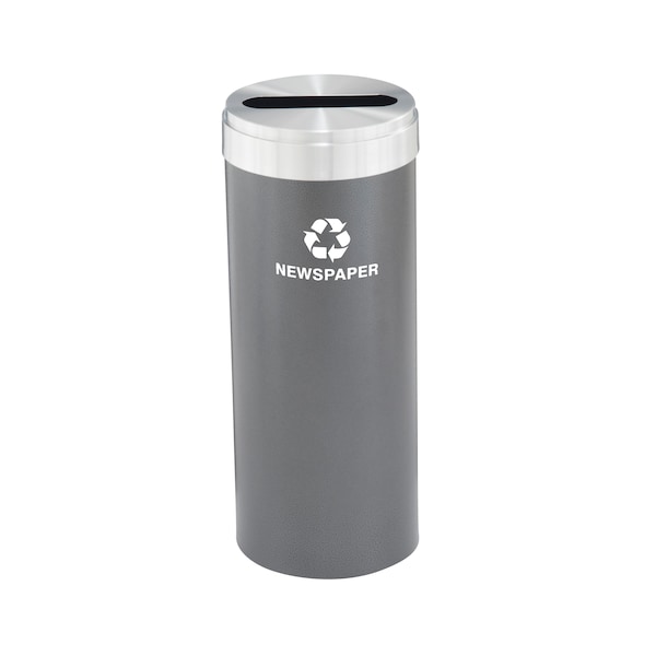 Glaro 12 gal Round Recycling Bin, Silver Vein/Satin Aluminum - P-1232SV-SA-P3