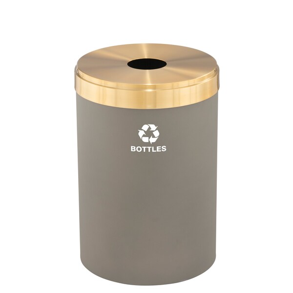 Glaro 41 gal Round Recycling Bin, Nickel/Satin Brass - B-2042NK-BE-B3