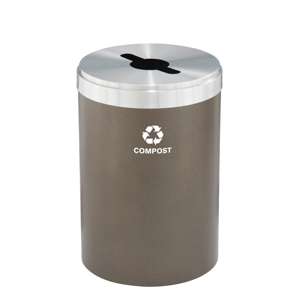 Glaro 41 gal Round Recycling Bin, Bronze Vein/Satin Aluminum - M-2042BV-SA-M4