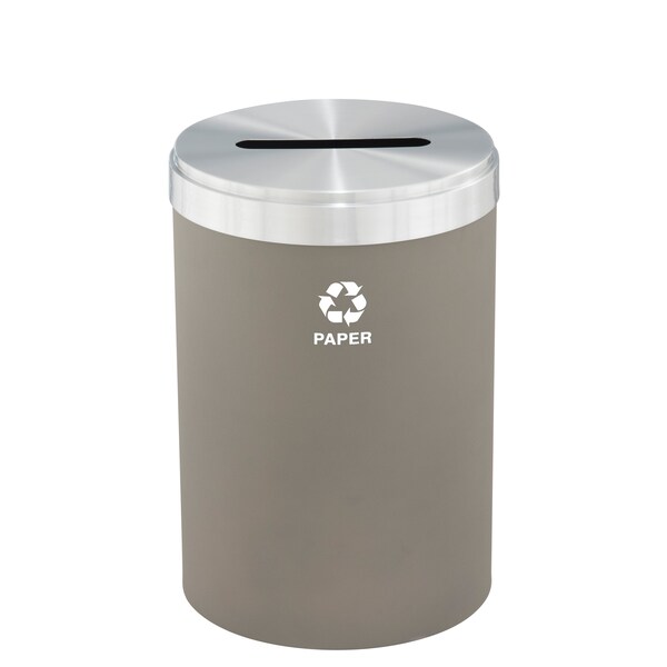 Glaro 33 gal Round Recycling Bin, Nickel/Satin Aluminum - P-2032NK-SA-P2