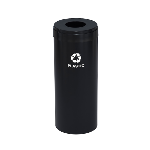 Glaro 12 gal Round Recycling Bin, Satin Black - B-1232BK-BK-B7