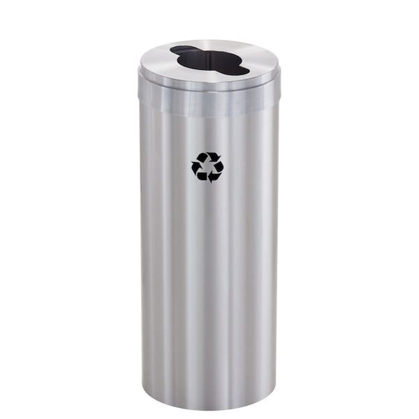 Glaro 15 gal Round Recycling Bin, Satin Aluminum - M-1242SA-SA-M1
