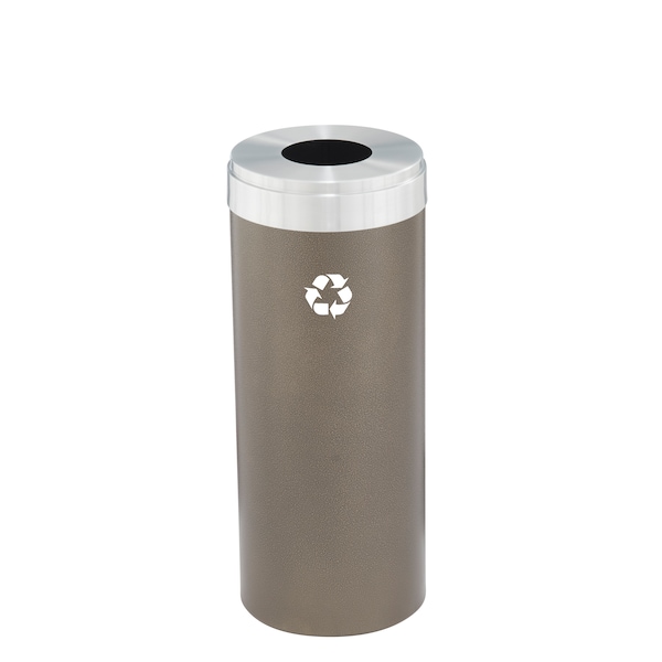 Glaro 15 gal Round Recycling Bin, Bronze Vein/Satin Aluminum - B-1242BV-SA-B1