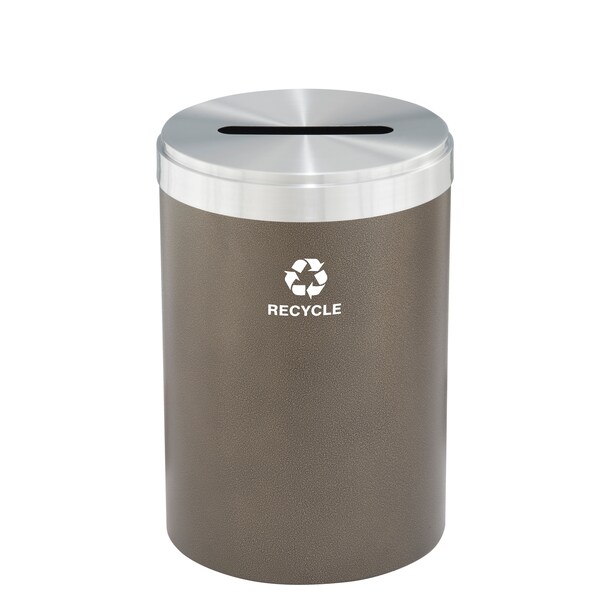 Glaro 41 gal Round Recycling Bin, Bronze Vein/Satin Aluminum - P-2042BV-SA-P5
